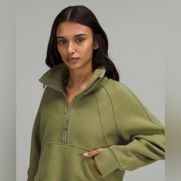 Lululemon Scuba Oversized Funnel Neck Half-Zip in Bronze Green XL/XXL W3FJ6S - Picture 2 of 11